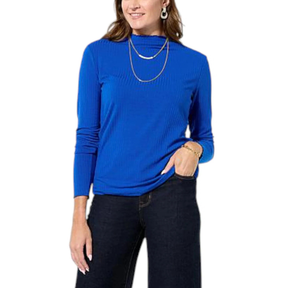 Christie Brinkley Women's Mock Neck Top Ocean - Regular